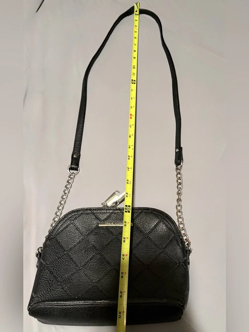Steve Madden Quilted Crossbody Bag in Black with Chain Strap